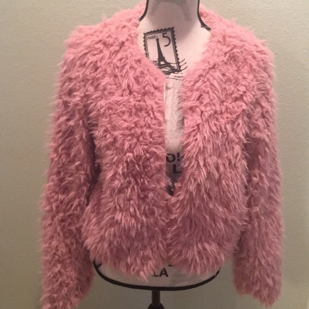 Pink faux fur jacket